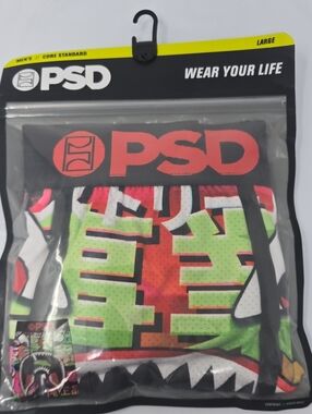 PSD Men's Boxer Briefs warface hiragana - Neon Green, Red & Black Green